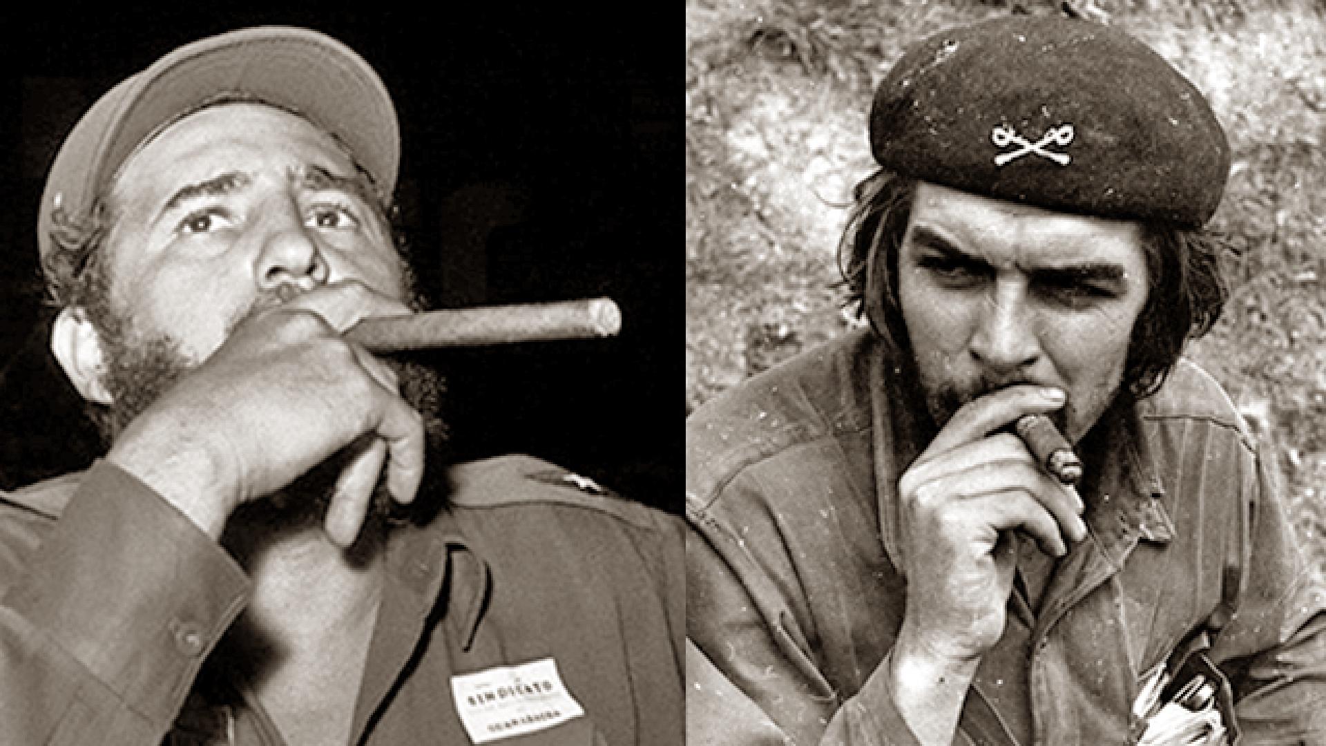Фидель Кастро курит